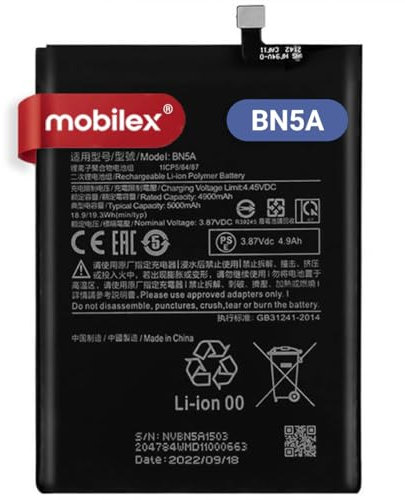 MOBILEX® Batería BN5A para Xiaomi Redmi 10 / Redmi Note 10 5G / Poco M3 Pro 5G | 5000mAh - OEM | Interna Repuesto | Capacidad Original