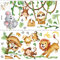 2-Blätter Wandtattoo Dschungel Tiere Reben Wandaufkleber,Faultier Koala Tiger Affe Löwe Selbstklebend Abnehmbare Wand Kunst Aufkleber für Schlafzimmer Wohnzimmer Tür Wanddekoration