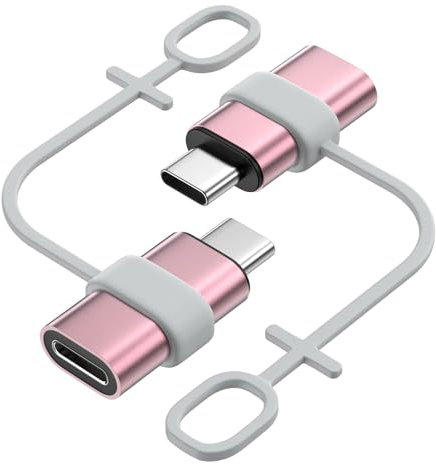 MoKo Lightning auf USB C Adapter 2 Stück, Adapter Lightning auf USB C mit Laden Datenübertragung für iPhone 16/15 Pro Max Plus, iPad, Galaxy S24/S23, mit Anti-Lost Loop, Nicht für Audio/OTG, Rosa