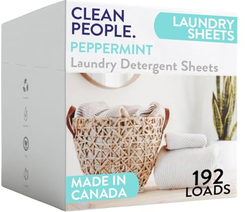 The Clean People Laundry Detergent Sheets - Laundry Soap - Ultra Concentrated, Recyclable Packaging, Stain Fighting - Peppermint, 192 Pack