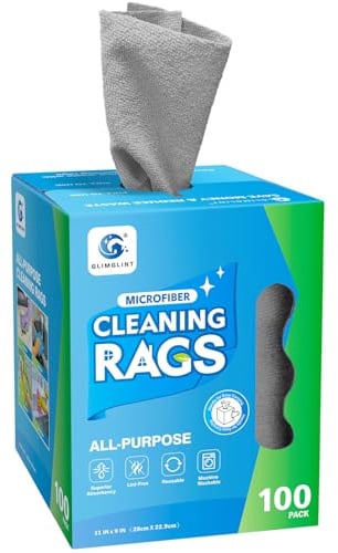 GLIMGLINT Microfiber Cleaning Cloth 100 Pack, Reusable Paper Towels 11 x 9