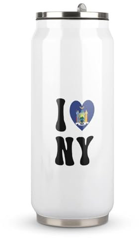 Yelolyio I Love New York Cups Gobelet de voyage en acier inoxydable avec couvercle et paille pour garder les boissons froides et chaudes 500 ml