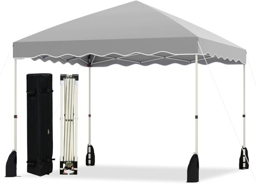 COSTWAY Pavillon 3 x 3 m, Faltpavillon Wasserdicht mit Rolltasche, inkl. 4 Windseile & 4 Sandsäcke & 8 Heringe, Winterfest Gartenzelt Gartenpavillon für Partys, Festival Markt, Camping (Grau)