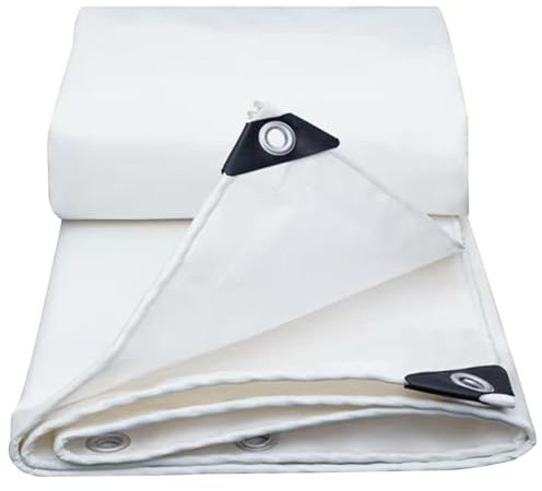 AIXILAN Tarp Sheet Cover,Canvas Tarp,Tarpaulin Waterproof 2x4m 2x5m 2x6m 3x6m White Canvas with Grommets Groundsheet for Camping Garden Furniture Multipurpose(3x5m(9.8ftx16.4ft))