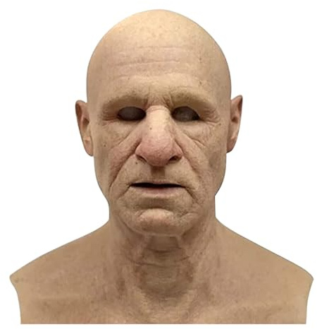 Mask Costume Masquerade Realistic Silicone Mask Face Scary Old Costume For Adult Size Medium Realistic Face Latex Open Mouth with Wrinkle Face old Man Lady