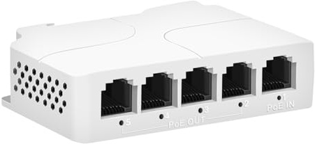 Ztyuav PoE-Extender mit 5 Ports, 1 in 4 Out-IEEE 802.3af/at, 90 W in 30/60 W Out-PoE-Repeater, 10/100 Mbps, Vlan und Erweiterung auf 250 m, PD Auto-Erkennung, DIN-Schienen- und Wandmontage (5/100Mbps)