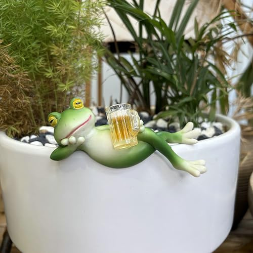 boluoboluomi Mini-Frosch Topfpflanzen Dekorationen, lustige Frosch Garten Dekorationen, Outdoor-Geschenke, Frauen Statuen, Pflanzer, Terrasse, Rasen (05)