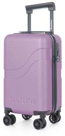 suitline Clix-Lite - Underseat Koffer 40x20x25 Cabin Bag max 20L Flieder | abnehmbare Doppel-Rollen, kleiner Unter-Sitz Trolley, Freigepäck Ryanair, Wizzair, leichte ABS-Hartschale, Zahlenschloss