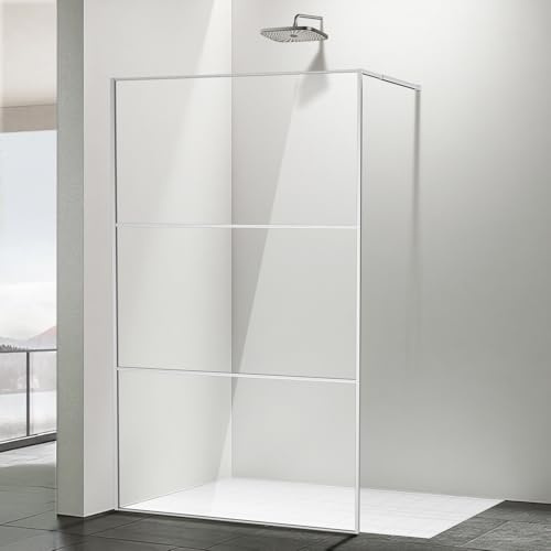 Jaxguom Walk-In Parete per doccia 120×200 cm Argento, vetro di sicurezza ESG da 5 mm con telaio completo in alluminio, intervallo di regolazione 0–10 mm, divisorio doccia montabile a sinistra/destra