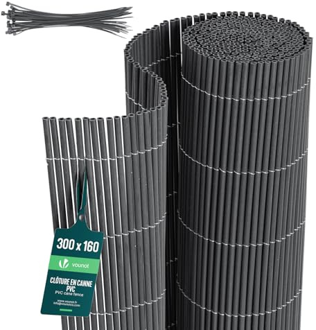 VOUNOT® Canisse en PVC Ultra Renforcé Brise Vue Occultation Double Face avec Attaches de Fixation Clôture Résistante UV Intempéries pour Jardin Balcon Terrasse 160x300cm Anthracite