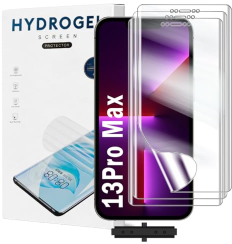 Yxiuumo 3 Pack Hydrogel Film for iPhone 13 Pro Max,Transparent Hydrogel Protective Film Screen Protector Soft,HD Clear,Anti-Bubble,Self-Healing Easy Installation[Not Glass]