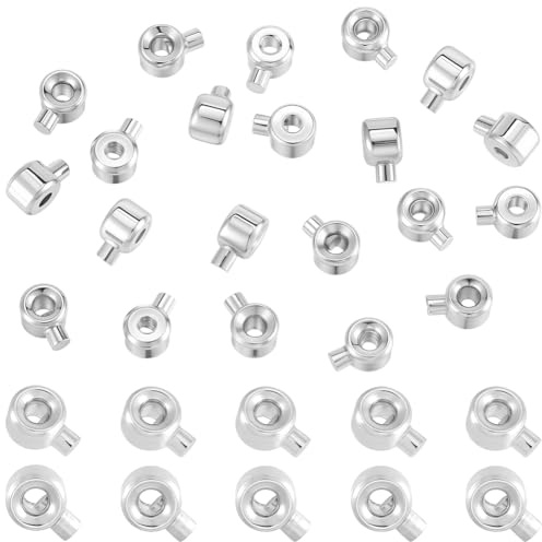 Beebeecraft 1 Box 80Pcs Crimp End Beads Silver Crimp Beads Real Platinum Plated Brass Column Small 4 x 3mm Knot Cord End Locker Covers Clasps Spacers for Necklaces Bracelets Jewelry Making DIY Crafts