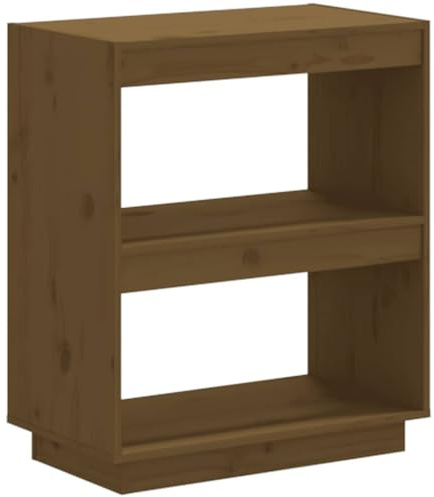 Todiikf Bücherregal Massivholz Kiefer, Standregal Honigbraun, 60x35x71 cm, Robustes Holzregal für Wohnzimmer, Büro und Aufbewahrung von Büchern & Dekoration