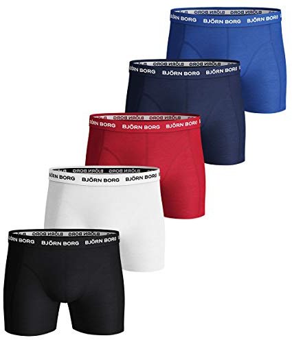Bjorn Borg Mens Solid 5 Pack Boxers - Multi Coloured - XXL
