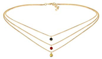 Elli Choker Kette Damen Silber 925 Vergoldet 24K Layer Fußball Sport Flagge Schmuck Kristall Topas Geschenke für Frauen Halskette Mädchen Mama Freundin, WM Silberkette Länge 36 cm