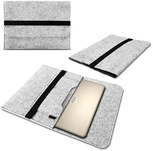 NAUCI Laptop Schutzhülle kompatibel für HP ProBook X360 11 aus Filz mit Innentaschen Sleeve Hülle Tasche Cover 11.6 Zoll Notebook Case Tasche, Farbe:Hell Grau
