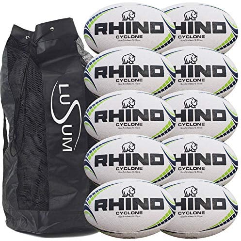 Big Game Hunters 10 x Rhino Cyclone Training Rugby Balls And Bag (Size 5)