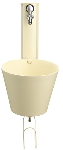 BEL FER Fontana da Giardino a Parete con Due rubinetti e Secchio Rimovibile, Completa di Porta Gomma, Modello 42/ PRS (Avorio)