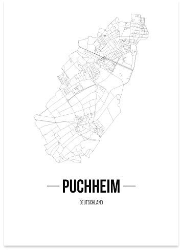 JUNIWORDS Stadtposter - Wähle Deine Stadt - Puchheim - 21 x 30 cm Poster - Schrift B - Weiß