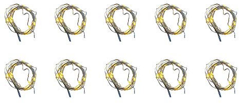 Fachhandel Plus Micro LED Draht Lichterkette mit 10 LED´s Timerfunktion Batterie Indoor 10 Stück