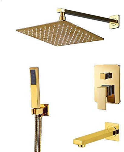 Huin 10 pouces pommeau de douche en laiton doré mitigeur de vanne avec/douche à main mélangeur froid chaud