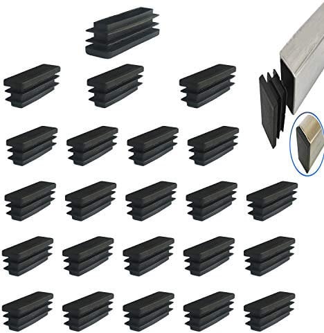 YouU 40x15mm Rohrstopfen Fußkappen Schwarz aus Kunststoff 24 Stück Lamellenstopfen Kunststoff Lamellenstopfen für Rechteckige Rohre
