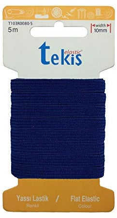 Tekiş Elastic Cinta de goma de 10 mm de colores, 5 m, para coser (azul marino)