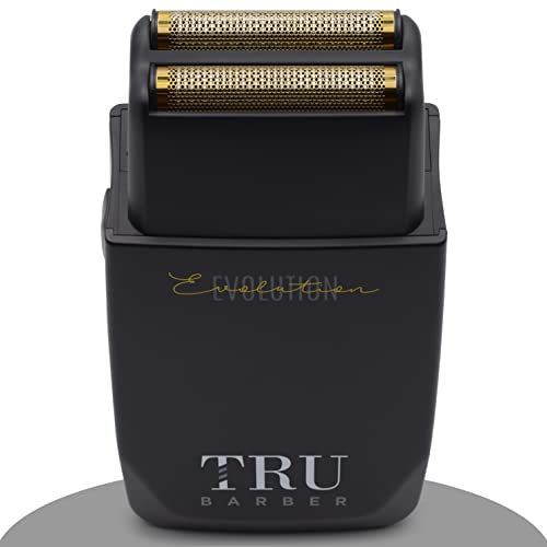 TRU BARBER - Rasoir à barbe professionnel barbier Électrique pour Homme avec Tondeuse De Précision, pour Crâne Chauve Rasoir À Grille Evolution 9.000 RPM