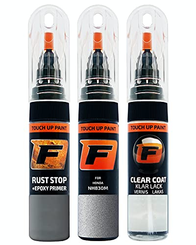 FIRANTO Lackstift Autolack Reparaturset für Honda NH830M Lunar Silver - 3-in-1 Autolack Kratzer Reparaturstift 15ml Grundierung, Klarlack