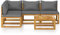 Tidyard 5tlg Garten-Loungeset mit Dunkelgrau Auflage Witterungsbeständig Sitzgruppe Loungesofa Gartensofa Sofagarnitur Sitzgarnitur Ecksofa Mittelsofa Gartenmöbel für Terrasse Balkon Massivholz Akazie