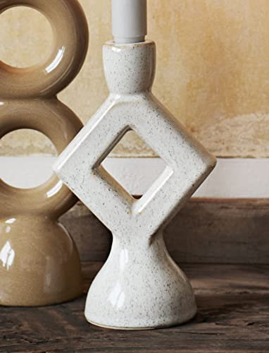 Kerzenständer Kerzenhalter Steingut Off White H 20,5 cm Nordic Boho Ethno Madam Stoltz