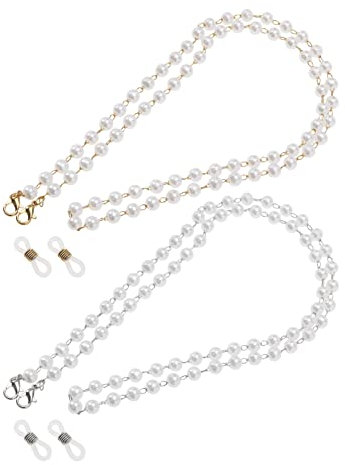 Be In Your Mind 2 Stücke Perlen Brillenkette Dekorative Brillenkette Metallische Brillenkette in Verschiedenen Farben Dekorative Zubehör für Frauen Damen Mädchen Accessoires