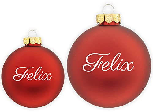 TheSmartGuard Christbaumkugel mit Namen | Weihnachtskugel personalisiert aus Glas| Ø 6cm oder 8cm in Rot (Matt) | Weihnachtsschmuck