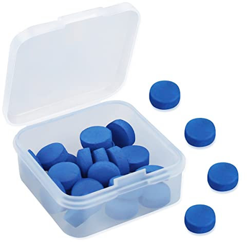 LICQIC 20 Pcs Blue Diamond Cue Tips, 10 mm Pool Queue Tips with Plastic Storage Box for Pool Cues and Snooker, Blue