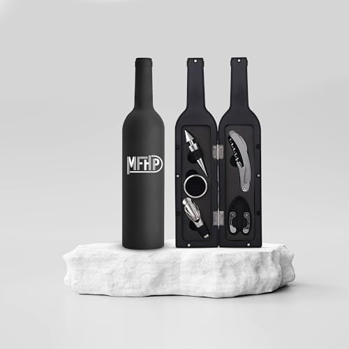Set regalo di accessori per apribottiglie di vino di lusso - Cavatappi con 1 capsule, anello di gocciolamento, versatore e tappo di vino – Decorazione per pavimento, casa e ufficio - Regali originali