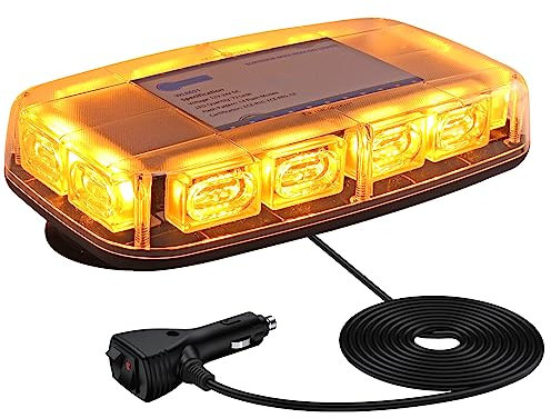 72 LEDs Rundumleuchte, 10V-30V Amber Warnleuchte Warnblinkleuchte 14 Modi Warnlicht, E Zulassung, Blinklicht mit 4 Super Magnetfuß + 5M Netzkabel Steuerschalter, Notsicherheits Warnblitzlicht Notlicht