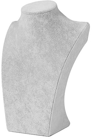 Samt-Schmuck-Display-Büste, Halsketten-Display-Ständer, Manequin-Büste, Anhänger, Kettenhalter, Aufbewahrung, Display, Show, Boutique, Schaufensterpuppe, Büste (Grau, 40 cm)