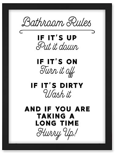 Artery8 Bathroom Decor Wall Art Funny Toilet Humour Sign Artwork Framed A3 Wall Art Print