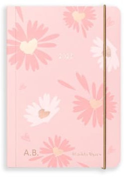 Matilda Myres Terminplaner 2025, A6, Tagesansicht, Januar bis Dezember 2025, Softcover-Einband mit Gummizugverschluss, personalisierte Version, Rosa