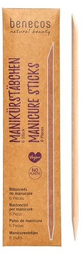 benecos - Juego de 6 palitos de manicura, madera de abedul, veganos, sin plástico