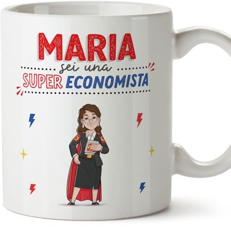 Mugffins Tazza Personalizzata in ceramica per ECONOMISTA donna 11 oz / 350 ml - In italiano - Sei Super! - Idea regalo per compleanno, anniversario, natale, laurea