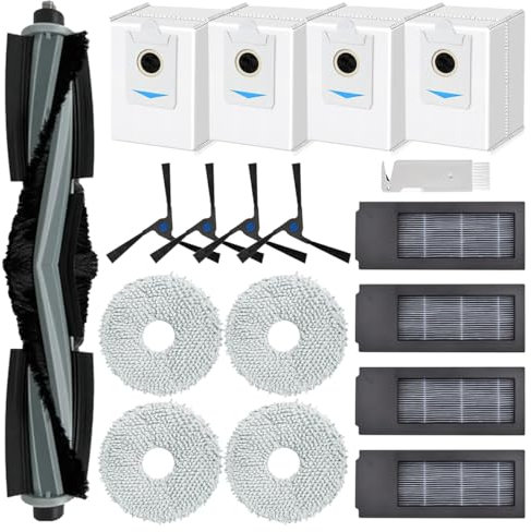 SpeHiate Accessoires pour ECOVACS DEEBOT X2 Omni Aspirateur Robot, Pièces de Rechange avec 1 Brosse Principale, 4 Sacs à Poussière, 4 Serpillières, 4 Filtres, 4 Brosses Latérales