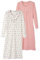 Damart - Lot de 2 Chemises de Nuit Jersey Pur Coton peigné Femme Rose Imprimé Taille 34-36 (XS)