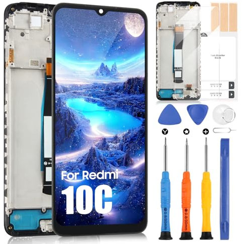Pantalla LCD para Xiaomi Redmi 10C LCD Pantalla para 220333QAG 220333QBI 220333QNY 220333QL Digitazer Touch Screen Assembly con herramientas (6,71, negro con marco)