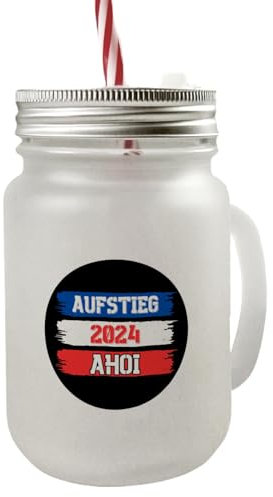 Kiel Aufstieg 2024 Mason Jar Henkel Trinkglas mit Deckel mit Spruch Ahoi Stadtwappen Maritim Hafen Fußball-Aufsteiger 2024 Schleswig-Holstein Kiel