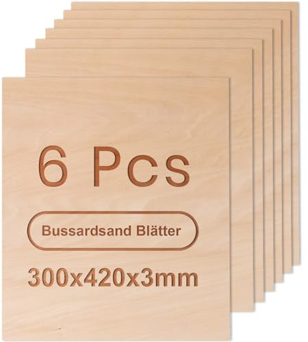 ROWOOD Hojas de Contrachapado de Tilo 6PCS 420x300x3mm Tablero de Contrachapado A3 para Grabado y Corte por Láser Pintura Artesanía en Madera