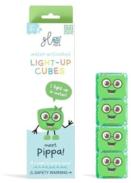 Glo Pals 4 leuchtende Würfel für EIN einzigartiges sensorisches Erlebnis und Magische Lichtshow für EIN unvergessliches Badeerlebnis (Pippa grün)