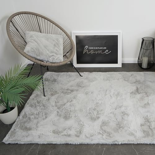 Consilio Concept Cloud Fellteppich 230x340 grau Teppich Supersoft 39 mm Höhe Soft weich Hasenfell Imitat beige braun Wohnzimmerteppich Kinderzimmerteppich Küchenteppich Flurteppich