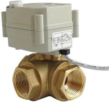 Automatischer Umschalter mit doppelter Leistung TF20-BH3-B AC/DC9V-24V 3 Drähte Messing 3/4'' DN20 3 Weg T/L Typ Horizontale Durchflussregelung Elektrischer motorisierter Kugelhahn(L Bore,NPT THREAD_C