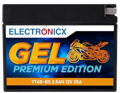 Electronicx YT4B SLA GEL GEL Motorradbatterie 12V 2,3Ah – Wartungsfrei, Hohe Startleistung, Langlebig – Einbaufertig & Vorgeladen – Ideal für Roller & Motorräder